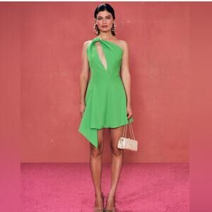 cult gaia eliana green one shoulder keyhole cutout asymmetrical mini dress large